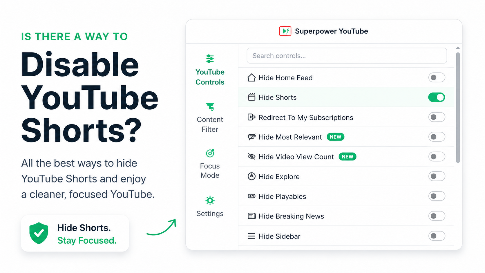 How to disable YouTube Shorts with Superpower YouTube